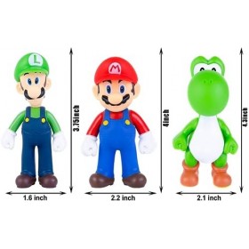 SALGIA 3 Pièces Mario Figurine Set,Mario Luigi Yoshi Action Figures Toy,Décoration de Gâteau Mario Figurine,Mini Figurines Mo