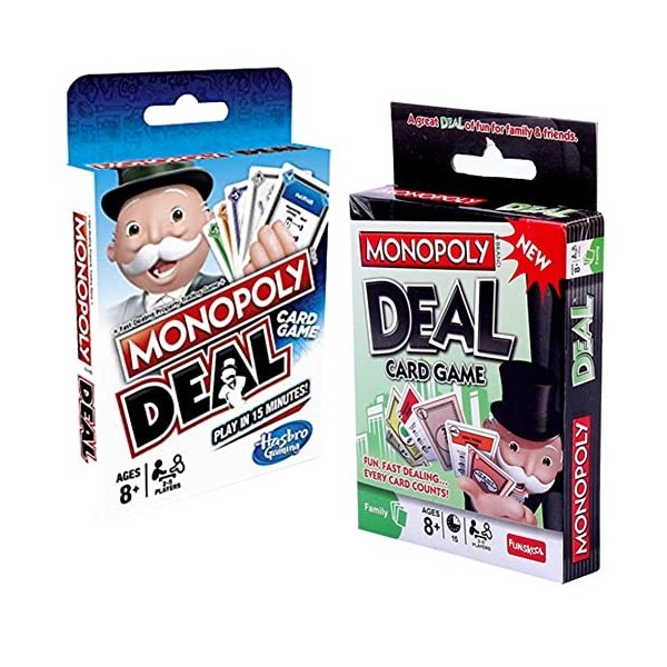 2pcs Jeux de Cartes Monopoly Jeu de Societe Deal Jeu de Cartes à Jouer Rapide pour 2-5 Joueurs Jeu de Plateau Classique pour 