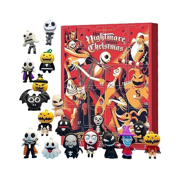 Wukesify Halloween Horror Figures Advent Calendar, lAven t Halloween Doll 2023 avec 24 Jouets Différents, Halloween Countdow