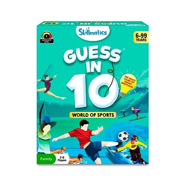 Skillmatics Card Game - Guess in 10 World of Sports, Gifts for 6 Year Olds and Up, Quick Game of Smart Questions, Fun Family 