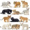 TOYMANY Lot de 12 figurines danimaux safari - Lion, tigre, guépard - Jouets danimaux de la jungle - Petits animaux en plast