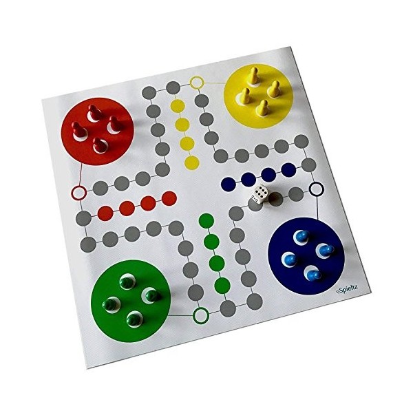 Spieltz Ludo - 51811 - Jeu de Voyage Ludo - Jeu à Rouler - Plan de Jeu sur Bâche de Camion - Lavable et Robuste