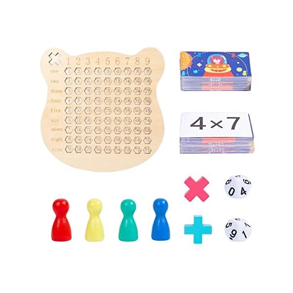 WOTEG Jeu de société d’Addition de Multiplication Montessori en Bois - Machine de Multiplication 2 en 1,Jeux éducatifs pour, 