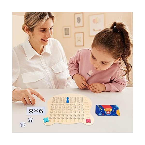 WOTEG Jeu de société d’Addition de Multiplication Montessori en Bois - Machine de Multiplication 2 en 1,Jeux éducatifs pour, 