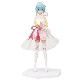 Figurine Anime, Figure Hatsune avec Socle, Thème Série Robe Mariée Blanche Modèle Personnages Poupée Dessin Animé, Figurine C