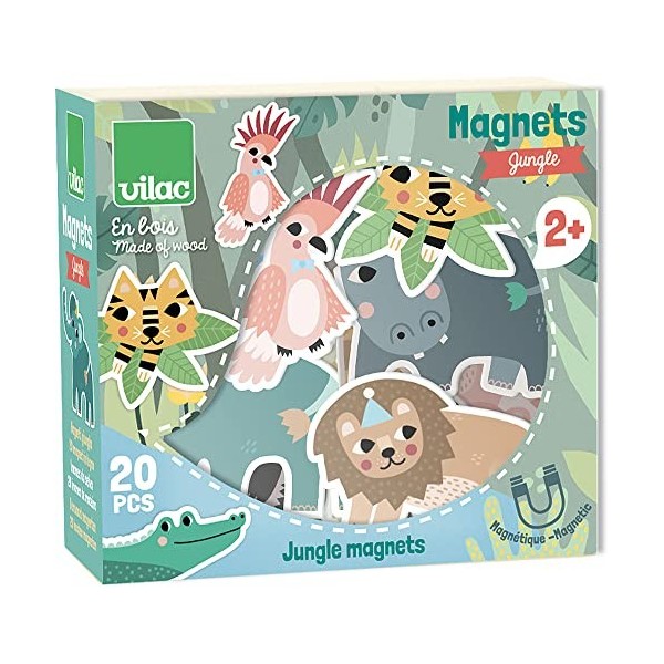 Vilac- Magnets Jungle Michelle Carlslund Jungle-20 Bois-Jouet De Premier Age-A partir de 2 Ans-Décoration des pièces Carlsund