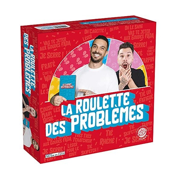 MGM GAMES - La Roulette des Problèmes - 224 Cartes - Jeu de société - 141312-3 à 10 Joueurs – À Partir de 18 Ans Rouge