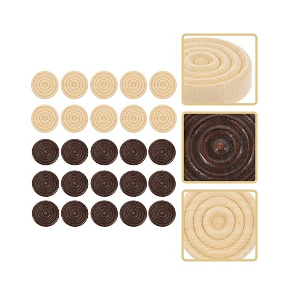 STOBOK Pions classiques en bois empilables pions en bois de 48 pièces avec crête empilable marron foncé et couleur naturelle