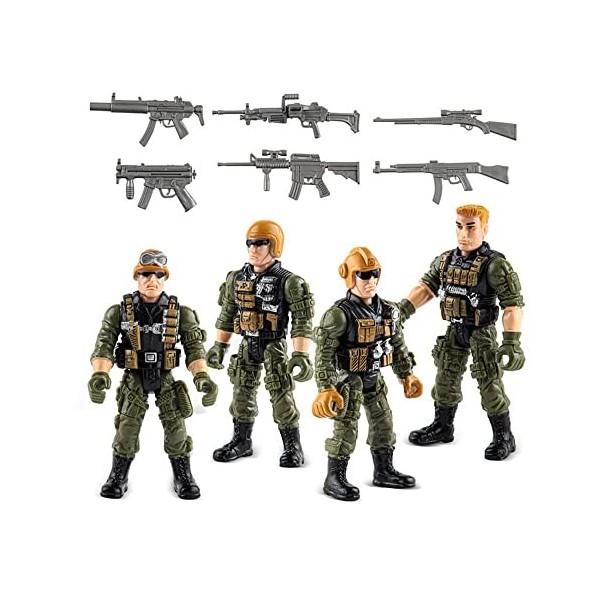 Mini Figurines Militaires Figurine Militaire Ensemble Figurines Militaires SWAT Jouet Armée Matériau de Haute Qualité Facile 