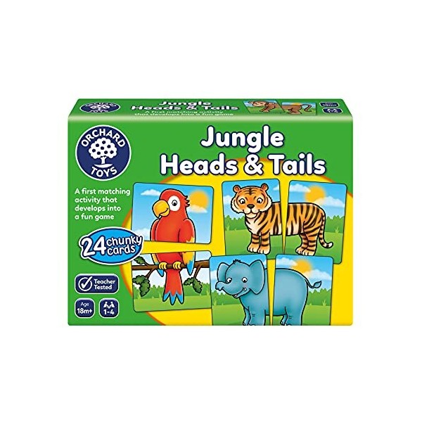 Orchard Toys Jungle Heads and Tails Game, Educational Game, 2 in 1 Activity, Educational Memory Game, Age 18 Months, Educatio