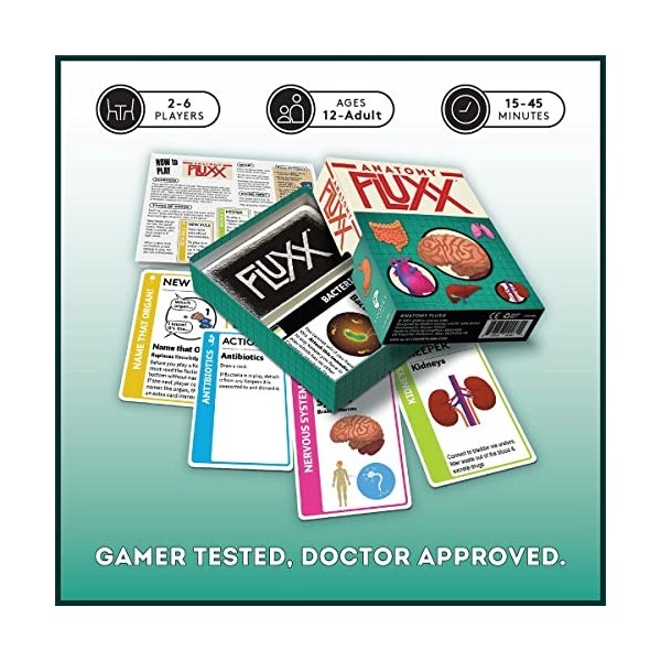 Looney Labs , Fluxx: Anatomy Edition, Family Card Game, Ages 12+, 2-6 Players, 15-45 Minutes Playing Time