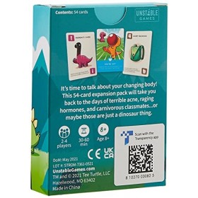TeeTurtle , Happy Little Dinosaurs: Perils of Puberty Expansion, Board Game, Ages 8+, 2-4 Players, 30-60 Minutes Playing Time