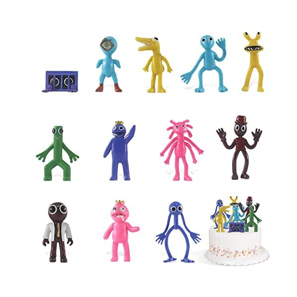 Rainbow Friends Figure Model, 12 Figurines de Personnages de Dessin Animé Populaires Figurines de Jeu Rainbow Friends Mini Ac