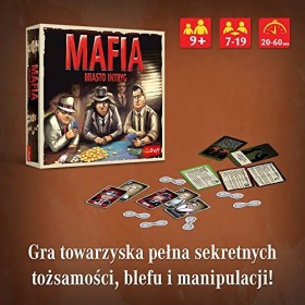 Trefl - Mafia - Cité dintrigue - Jeu de société, Nouvelle Image du Jeu culte, Mafia et Citizen, Jeu Traditionnel pour 9 à 19
