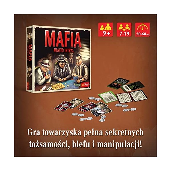 Trefl - Mafia - Cité dintrigue - Jeu de société, Nouvelle Image du Jeu culte, Mafia et Citizen, Jeu Traditionnel pour 9 à 19
