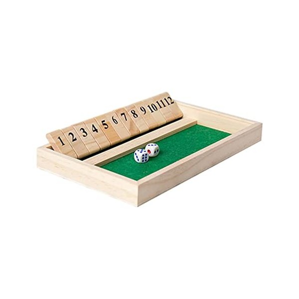 Paowsietiviity Shut The Box Game – Jeu de dés en bois à 12 chiffres, jeu familial traditionnel, style 3