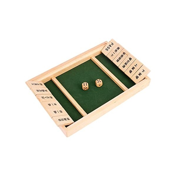 Paowsietiviity Shut The Box Game – Jeu de dés en bois à 12 chiffres, jeu familial traditionnel, style 3