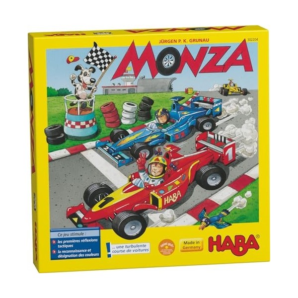 HABA Monza Société Enfant-Course sur Plateau Jeu Stratégique et Tactique-Voiture en Bois-2 à 6 joueurs-5 Ans et Plus, 302204