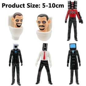 6 Pcs Toilettes Figurine, Blocs de Construction de Toilettes, Camera Man/TV Man/Large TV Man/Titan TV Man Figures Set, Hallow