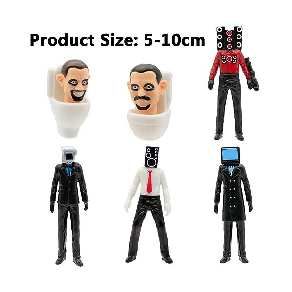 6 Pcs Toilettes Figurine, Blocs de Construction de Toilettes, Camera Man/TV Man/Large TV Man/Titan TV Man Figures Set, Hallow