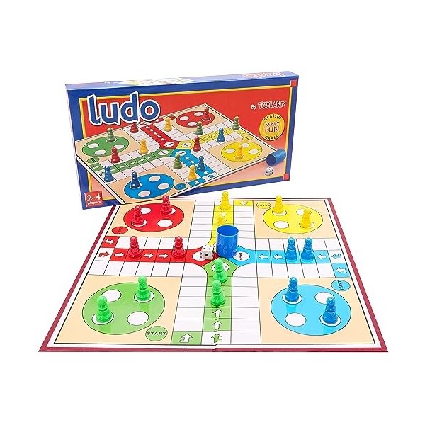 Toyland® Jeu Ludo 20 pièces avec Plateau Pliable et boîte de Rangement - Jeux de société familiaux Traditionnels - 3 Ans et P