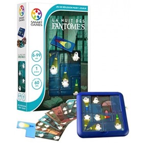 SmartGames - La Nuit des Fantômes - Jeu de Réflexion - Eclairez Tous les Fantômes - 60 Défis de Différents Niveaux - 1 Joueur
