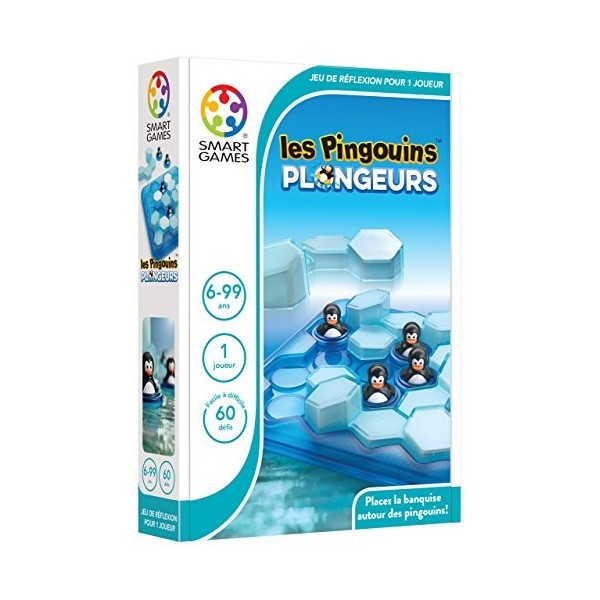 SmartGames - Les Pingouins Plongeurs - Jeu de Réflexion - Placez la Banquise Autour des Pingouins - 60 Défis de Différents Ni