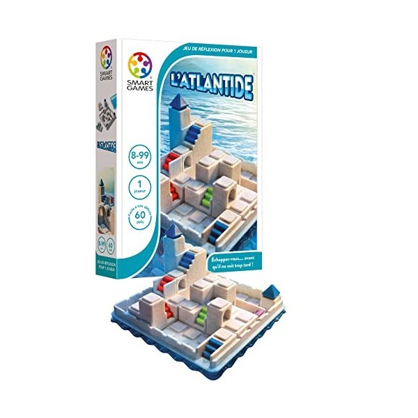 SmartGames - LAtlantide - Jeu de Réflexion - Puzzle - 60 Défis 3D de Niveau Facile à Difficile - Echappe toi Avant quil Soi