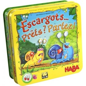 HABA - Escargots... Prêts ? Partez ! - Jeu de Société pour Enfant - Jeu de Course et de Stratégie- Boite aimanté - Apprendre 