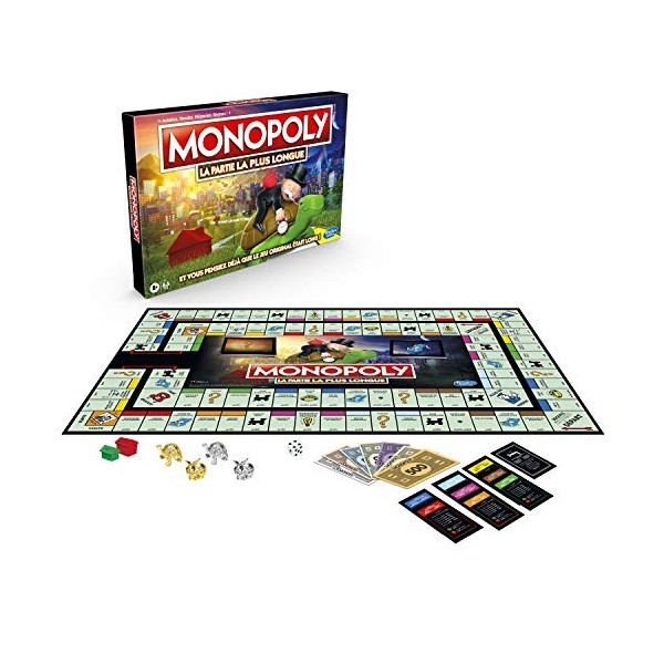 Monopoly La Partie La Plus Longue - Jeu de Societe - Jeu de Plateau - 2 à 4 joueurs - Version Française