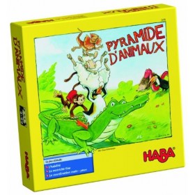 HABA Pyramide danimaux, jeu dempilement pour 2-4 joueurs à partir de 4 ans, avec figurines danimaux en bois, également jou
