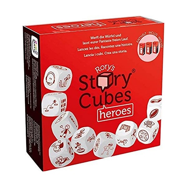 Asmodee Italia- Rorys Story Cubes Heroes Le Jeu de Table pour raconter des Histoires, Couleur, 8087