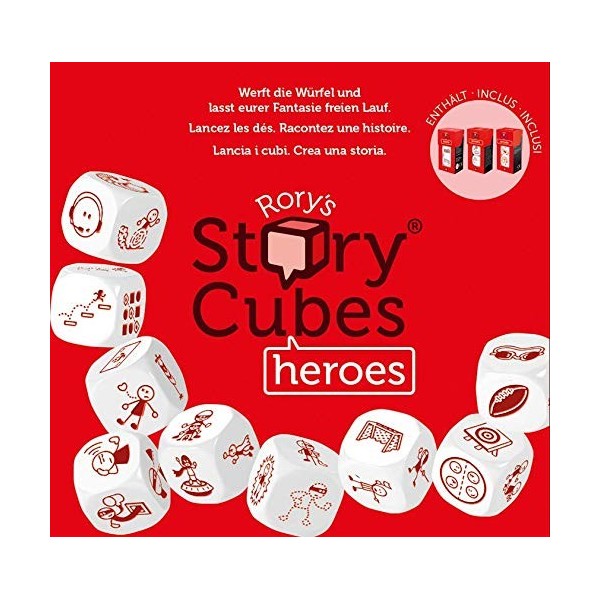 Asmodee Italia- Rorys Story Cubes Heroes Le Jeu de Table pour raconter des Histoires, Couleur, 8087