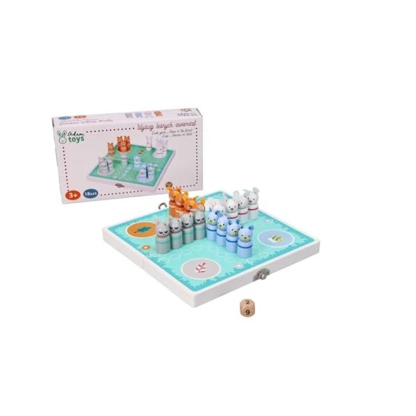 Jeu « Mensch ärgere Dich Nicht » pour enfants avec figurines danimaux, 26 x 26 cm, en bois – Jeu Ludo – Course danimaux de 