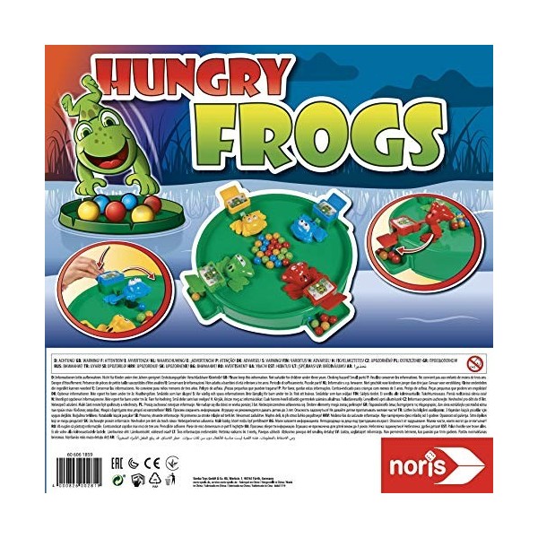 Noris Hungry Frogs, Le Jeu Amusant pour Petits et Grands, pour Les Enfants à partir de 4 Ans, 606061859, Multicolore