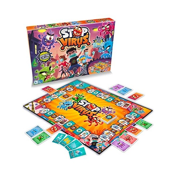 PLAY FUN BY IMC TOYS Stop the Virus Version espagnole | Jeu de Société familial et Pédagogique pour apprendre à défier le V