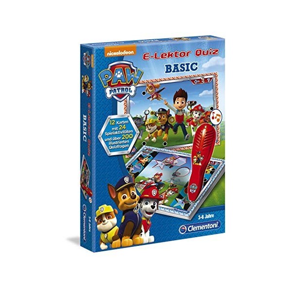 Clementoni 69368 E-Lektor Quiz Basic – Paw Patrol, Lernspiel mit mehr als 200 Fragen, Spielzeug für Kinder von 3 - 6 Jahren, 