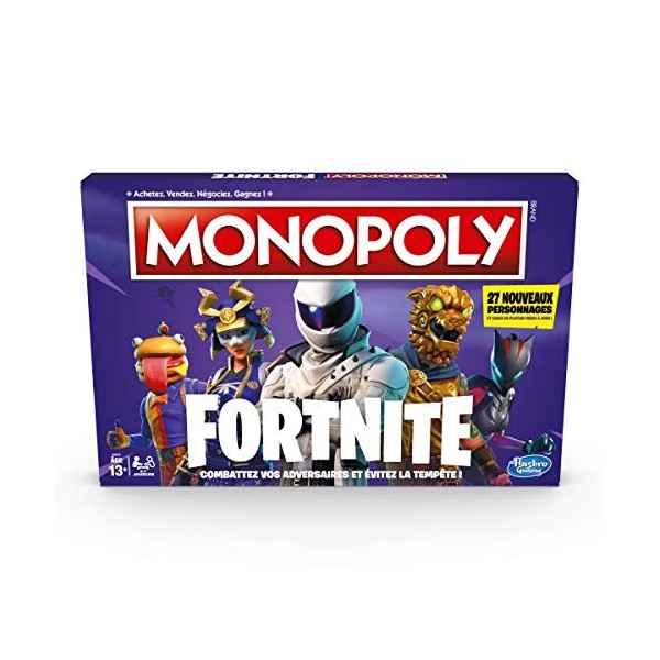 Monopoly Monopoly Fortnite, Jeu de societe, Jeu de plateau, Version francaise, Carton, Multicolore, L, 7 jouers