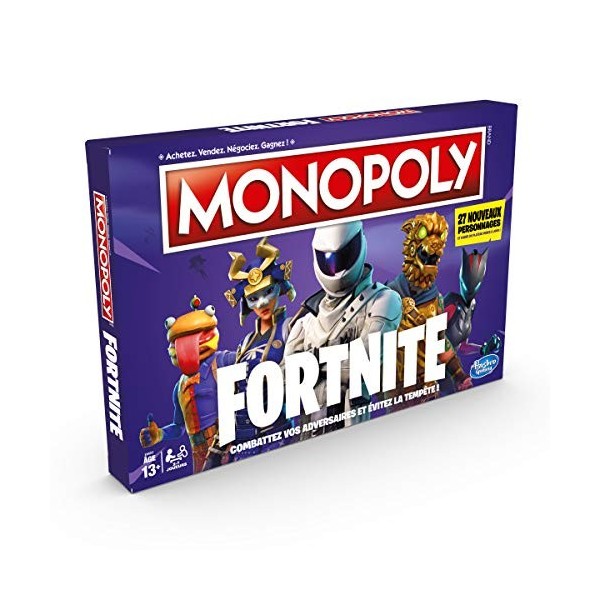 Monopoly Monopoly Fortnite, Jeu de societe, Jeu de plateau, Version francaise, Carton, Multicolore, L, 7 jouers