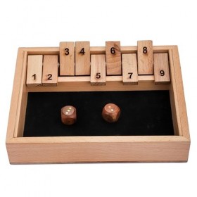 Ajuny Jeu de boîte de navette en bois - 9 plaquettes à rabat avec plateau de jeu en bois naturel massif pour enfants et adult