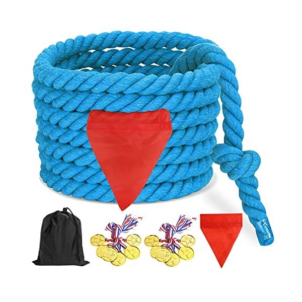 CWLAKON Tir à la Corde Jeux Exterieur Enfant, Anniversaire Fête Jeux pour Enfants, Adultes, Famille, 6M, Bleu