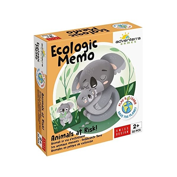 Adventerra Games Ecologic Memory Les Animaux Menacés | Jeux Enfants 2 Ans + | Jeux Montessori 2 Ans, Jeux de mémoire 2 Ans +,