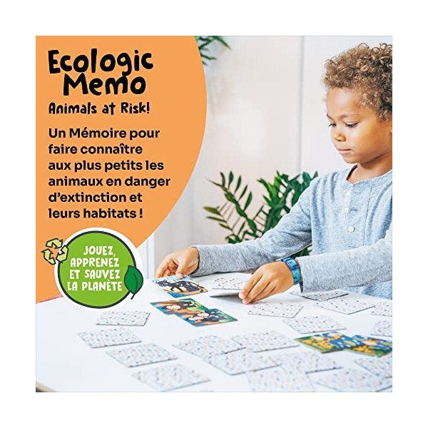 Adventerra Games Ecologic Memory Les Animaux Menacés | Jeux Enfants 2 Ans + | Jeux Montessori 2 Ans, Jeux de mémoire 2 Ans +,