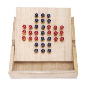 Ajuny Jeu de société solitaire en bois fait à la main - 33 pinces en bois pour des tâches de réflexion amusantes, décoration 