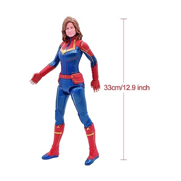 OBLRXM Avengers Figurine, 33cm Ornements Avengers, Captain Marve Figurine, PVC Material Personnages, décoration de Bureau Cad
