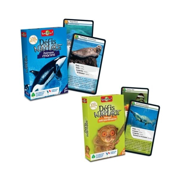 Bioviva - Défis Nature - Lot de 2 Jeux Défis Nature Animaux Extraordinaires et Animaux Marins - Jeux de société ludique - Jeu