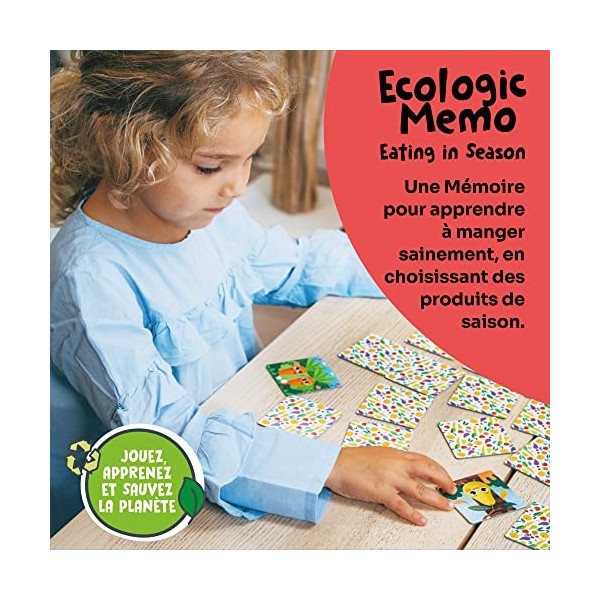 Adventerra Games, Ecologic Memory Manger De Saison, Jeu de Mémoire Educatif pour Enfant, 2 Ans et Plus, Jeu Montessori, Jeu E