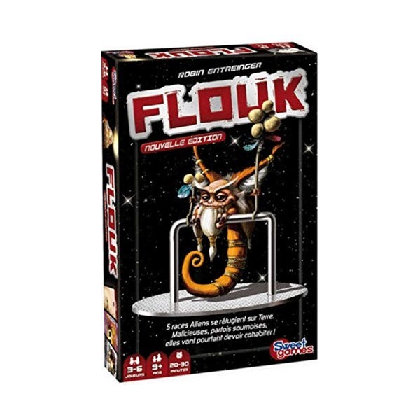 jeu de cartes FLOUK nouvelle édition - 5 races aliens vont devoir cohabiter sur Terre… ou pas ! pour 3 à 6 joueurs - 20 à 3