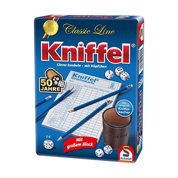 Schmidt Spiele 49415 Kniffel In der Classic Line 50 Ans Édition Spéciale Dans La Boîte en Métal Multicolore Exclusivité sur A