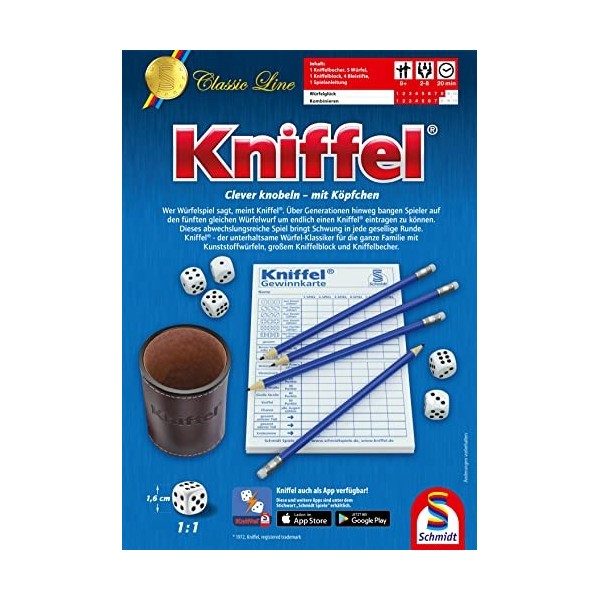 Schmidt Spiele 49415 Kniffel In der Classic Line 50 Ans Édition Spéciale Dans La Boîte en Métal Multicolore Exclusivité sur A